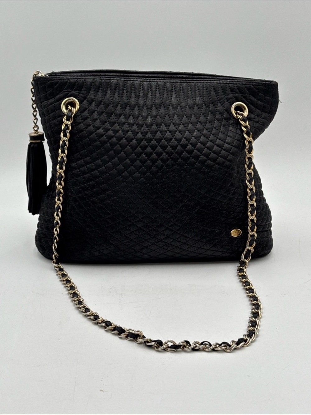 Bally Vintage Black Quilted Leather Shoulder Bag with Gold Chain/Accents EUC - Picture 1 of 16